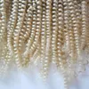 Blond Mongolian Loose Curly Hair 100g Tape In Human Hair Extensions 40pcs Machine Made Remy Hair På Lim Tape PU Skin Weft Osynlig
