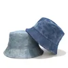 2020 Vintage Washed Denim Bucket Hat Hip Hop For Men Solid Spring summer Jean Fishing Cap Flat Top Sunscreen Hat Brim Beach Panama8254475