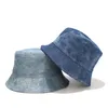 2020 Vintage Washed Denim Bucket Hat Hip Hop for Men Solid Spring Summer Jean Fishing Cap Flat Top Sunscreen Hat Brim Beach Panama2878235