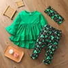 Baby Girl Summer Clothes Set Short Sleeve Tunic Legging Pants Newborn Girl Outfits Green Spring Toddler Girls Clothes For Kids CY28304393