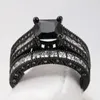 Parring - Herr 8mm Dragon Titanium Steel Ring and Women's 10kt Black Gold Fill Black Diamond Gemstone Ring Bridal W259C