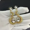 Mode-bijoux de créateurs de luxe femmes boucles d'oreilles vintage Crystal Star Moon boucles d'oreilles faites à la main pour bateau libre