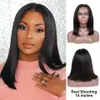 Prosta koronka Front Bob Peruki Krótka Pełna Koronkowa Peruka Z Baby Hair Part Part Glueless Lace Front Wig Dla kobiet