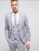 Szary Groom Tuxedos Szal Kapel Groomsman Wedding 3 Piece Suit Moda Mężczyźni Business Party Jacket Blazer (kurtka + spodnie + krawat + kamizelka) 2287 \ t