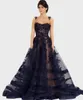 Aftonklänningar Robes de Soiree Black Prom Klänning Lång Vestidos De Fiesta Beaded Lace Applique Celebrity Formella klänningar