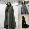 Womens Cape Hooded Cloak Solid Color Cardigan Long Jassen Cutton Blend Bovenkleding Dames Clooting Losse mantel