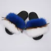 Real Fox Fur Slides Mix Colors Furry Sliders Women Ladies Fur Slippers Top Quality Retail/Wholesale DMD