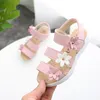 2019new стиль летнее девушка сандалии пляж детские сандалии цветы принцесса сандалии мода детская обувь белый желтый розовый