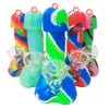 7,28 tum Unique Silicone Water Dick Penis Bongs med 18mm Glasskål Unbreakable Cool Travel Smoking Oil Wax DAB Bubbler Rigs Rör
