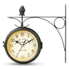 Double Sided Round Wall Mount Station Clock Garden Vintage Retro Home Decor Metal Frame Glass Dial Cover for Christmas Gift Y200278S