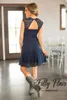 New Short Navy Blue Lace Bridesmaid Dresses Capped Sleeves Knee Length Maid of Honor Gowns Cheap Country Bridesmaid Dress5517918