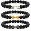 Haute Qutilité Mode Creative 8mm Noir Mat Pierre Sport Haltère Perlé Bracelet Charmes Bracelets Hommes Femmes Saint Valentin Cadeau