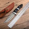 Promotion Survival Straight Kniv Damascus Steel Drop Point Blade Full Tang Trähandtag Fasta Blad Knivar