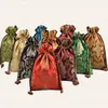 10pcs Jacquard Flower Chinese Silk Brocade Pouch Drawstring Large Christmas Gift Bags Wedding Party Favor Bags Cloth Packaging Bags
