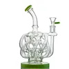 12 Återvinningsrör Glas Bong Hookahs Vortex Vattenrör Super Cyclone Oil Dab Rig med skål XL137