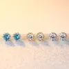 Wholesale- Earrings Natural Crystal Zircon Sterling Studs Gold Silver Korean Round Crown Ear Nails Jewelry For Women Men Earrings