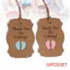 50pcs / ensemble Kraft Paper Baby Ankle Gift Tags Étiquette avec des cartes-cadeaux de corde pour la fête de mariage d'anniversaire de baby shower bricolage