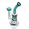 8.2 inch tall tube hookahs glass bong 2 chamber recycler perc oil dab rigs Slitted drum percolator water toro pipe