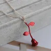 Zarte handgemachte Legierung rote Rose Blume Anhänger Halskette Schönheit Gold versilbert Charme Valentinstag Geschenke Frauen Modeschmuck9798585