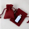 Wine-Red Flax Linen Gift Bag 8x10cm 9x15cm 13x17cm pack of 50 Makeup Jewelry Packaging Pouch