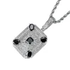 Fashion-Black Gemstone Pendant Halsband för män Västra Square Diamanter Lyx halsband Real Gold Plated Koppar Zircons Kubanska kedjor