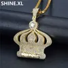 18k banhado a ouro micro pavimentado zircão cúbico coroa pingente colar masculino hip hop bling jóias gift289n