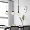 Nordic Glass Pendant Lamp Modern Iron Suspension Light Hotel Restaurang Cafe Vardagsrum Dinning Room Bedroom Hängande belysning