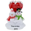 Maxora Notre premier couple de Noël Bonhomme de neige en résine à suspendre avec cœur personnalisé brillant comme cadeau pour les amoureux de la Saint-Valentin