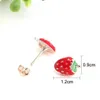 Drop of Oil Red Strawberry Ear Studs for Women Girls Children Bel Regale adorabile Fruit Stalling Orecchino così carino Girl Gioielli