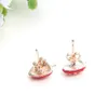 Drop of Oil Red Strawberry Ear Studs for Women Girls Children Bel Regale adorabile Fruit Stalling Orecchino così carino Girl Gioielli