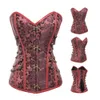 Svart Brocade Stål Boned Corset Sexig Gothic Kläder Korsetter och Bustiers Steampunk Kläder Korsett för Kvinnor Plus Storlek 6XL