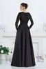 Nuovo abito formale nero 2020 A-Line gioiello a maniche lunghe in pizzo con perline Abiti per la madre della sposa Abiti da sera per le donne Custom Made 573