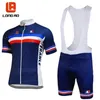 Lång Ao FRANKRIKE Cykling Team Blue Mens Kortärmad Cykling Jersey Korta uppsättningar Sommar Racing Clothing Pro Team Clothes