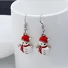 Christmas Ornaments Snowman Earrings Europe American Cute Doll Dangle Chandelier Earings Necklace for Women Girls Fashion Jewelry Wholesale