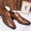 ¡Novedad de 2019! Zapatos de vestir para hombre, mocasines con correa y hebilla para oficina de negocios de diseñador, zapatos de conducción informales, zapatos planos de cuero para fiesta para hombre