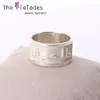 925 Solid Silver Arabski Pierścień 3d Styl Grawerowane 10mm Zespół Niestandardowy Nazwa Słowa Ring Spersonalized Men Biżuteria