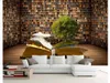 Personalizado 3D Silk Photo Mural Wallpaper Criativo estante de livros sala de estar sofá TV decoração de fundo papel de parede