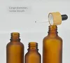 5 10 15ml 30ml 50ml Frostat / Clear Amber Glass Dropperflaska med Bamboo Cap 1oz Bamboos Essential Oil Bottles