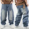 Hrem Style grands chantiers jean homme nouveau Hip Hop Baggy jean hanche pantalon droit ample pantalon décontracté Long