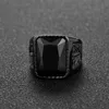 Men Hiphop Ring 316L Stainless Steel Black/Red Stone Ring Rock Fashion Male Jewelry