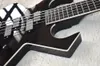 Factory Custom Black Ovanlig form Electric Bass Guitar med 5 Strings Black HardwareWhite BindingHigh QualityCan anpassas 6943997