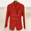 autunno inverno nero rosso manica lunga dentellato risvolto minimalista bottoni semplici blazer doppiopetto moda outwear cappotti dn191811