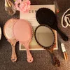 Romantisk Vintage Lace Hand-Held Mirror Bronze Gold Black Pink Makeup Speglar Cosmetic Tool 4 Färger Gratis frakt