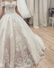 Élégant romantique nouvelles robes de mariée sur l'épaule dentelle Appliques balle princesse à lacets dos robes de mariée robes De Novia 330 -up