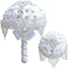 NOWOŚĆ 18 -cm luksusowe białe jedwabne kwiaty ślubne Krystalna broszka broszowa trzymanie kwiatów frędzl