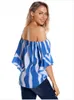 Kvinnors T-shirt 6 färger Kvinnor Tube Top Off-Shoulder Striped Shirt Fashion Loose Short Sleeves Sommarkläder S-XXL