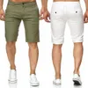 Cool Hommes Slim Fit Coton Solid Coton Blend Soft Travail Uniforme genou Longueur Casual Short Armée Été Armée Vert Blanc Blanc Beige Shorts