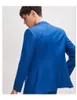 Kraliyet Mavi Erkekler Düğün Smokin Tepe Yaka Slim Fit Damat Smokin Yeni Stil Elbise Erkekler İş Yemeği / Darty Suit (Ceket + Pantolon + Kravat) 1882