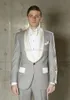 Przystojny Lekki Szary Mężczyźni Ślub Tuxedos Szal Lapel Slim Fit Groom Tuxedos Moda Mężczyźni Business Dinner / Darty Blazer Garnitur (Kurtka + Spodnie + Krawat) 6