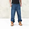 새로운 패션 헐렁한 청바지 남자 다크 블루 컬러 힙합 느슨한 스케이트 보드 남자 청바지 큰 크기 30-46 pantalones botton 바지 a9085